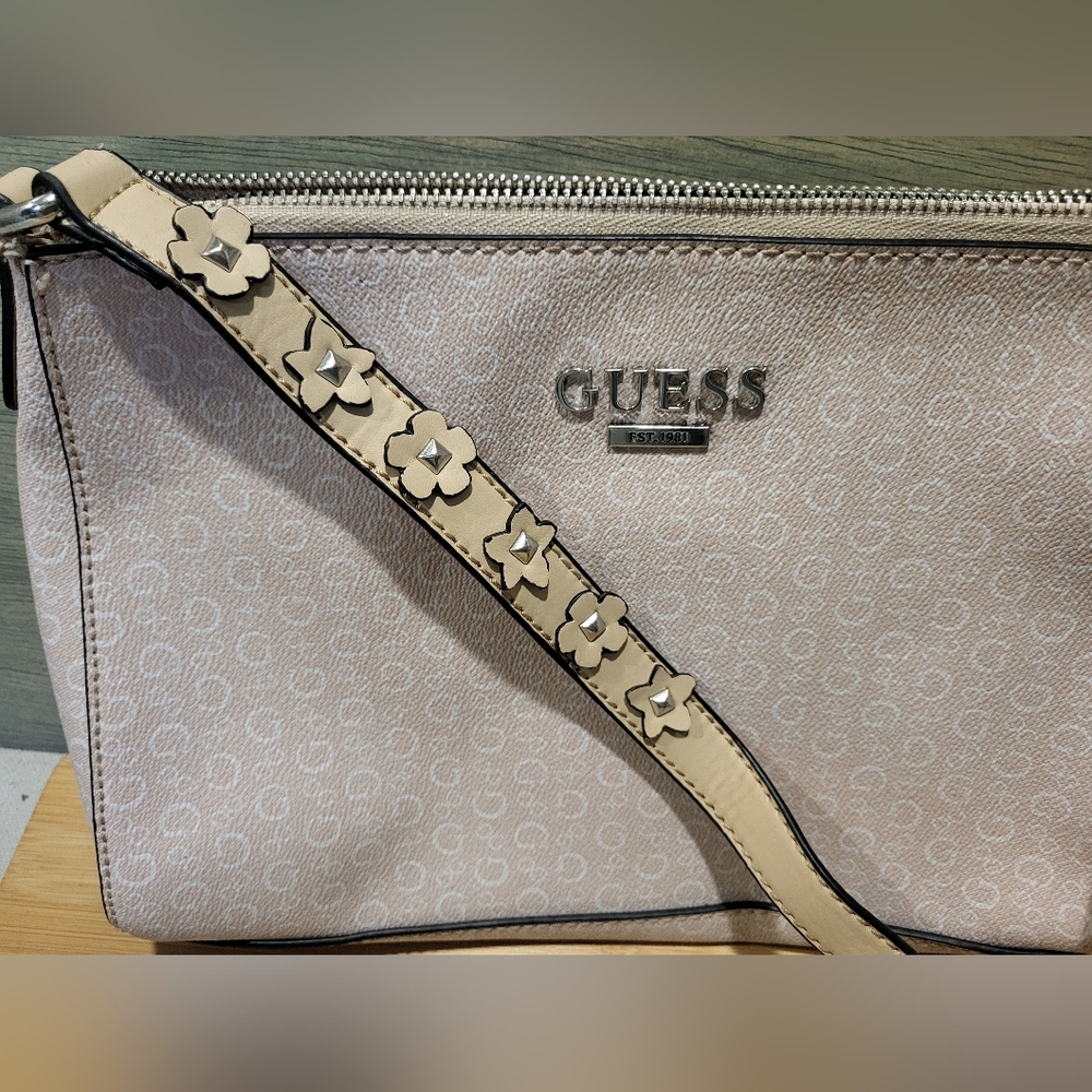 GUESS Pink Beige Floral Strap Women's Bag